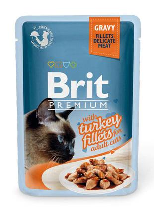 Вологий корм для котів Brit Premium Cat Pouch філе індички в с...