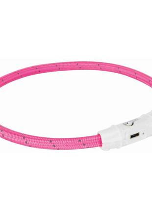 Ошейник USB Flash L-ХL светящийся розовый для собак с обхватом...