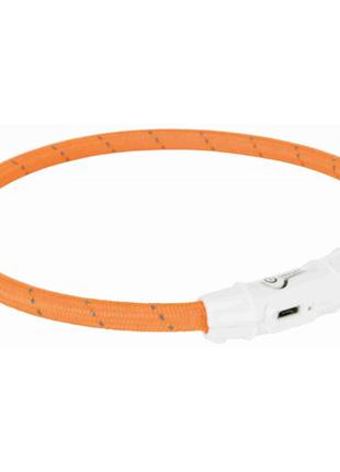 Ошейник USB Flash M-L светящийся оранжевый для собак с обхвато...