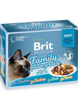 Набір вологих кормів для котів Brit Premium Cat Сімейна тарілк...