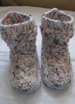 Зимние шерстяные носки-сапожки детские ручная работа 14см