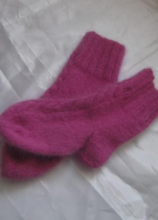 Зимові вовняні шкарпетки з косами дитячі ручна робота 14 см