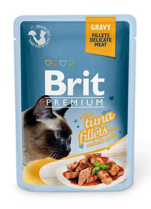 Вологий корм для котів Brit Premium Cat Pouch філе тунця в соу...