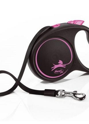 Поводок-рулетка Flexi Design M розовая для собак до 25кг, лент...