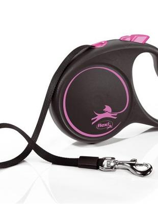 Поводок-рулетка Flexi Design L розовая для собак до 50кг, лент...
