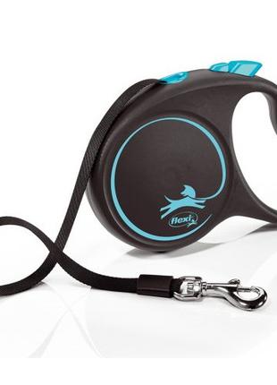Поводок-рулетка Flexi Design L синяя для собак до 50кг, лента 5м