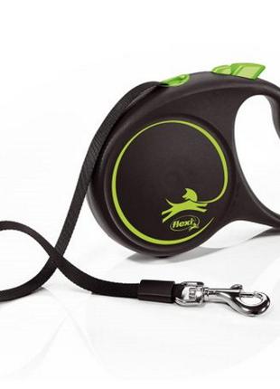 Поводок-рулетка Flexi Design M зеленая для собак до 25кг, лент...