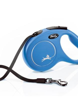 Поводок-рулетка New Classic M лента синяя для собак до 25кг, 5м