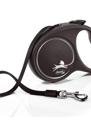 Поводок-рулетка Flexi Design L черная для собак до 50кг, лента 5м