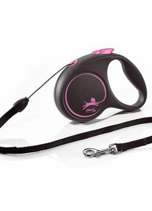Повідець-рулетка Flexi Design S рожевий для собак до 12 кг, тр...