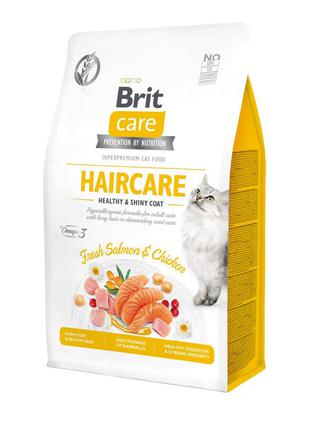 Сухий корм для здорової шкіри та шерсті котів Brit Care Cat GF...