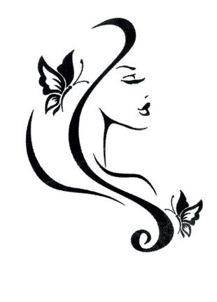 Флеш тату Butterfly and Beauty Face перекладна-тимчасове татую...