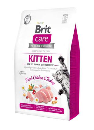 Сухий корм для кошенят Brit Care Cat GF Kitten з індичкою та к...