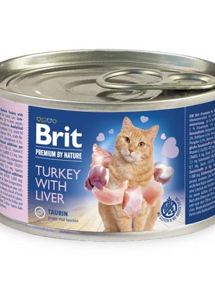 Вологий корм паштет для котів Brit Premium by Nature з індичко...