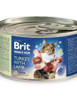 Вологий корм паштет для котів Brit Premium by Nature з індичко...