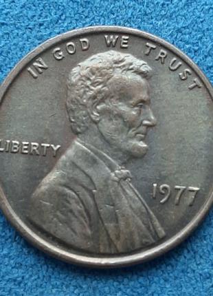 Монета США 1 цент, 1977 року, Lincoln Cent, Без мітки монетног...