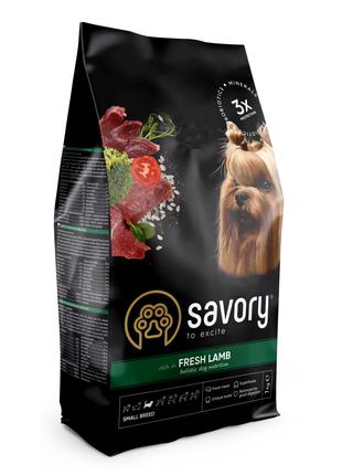 Сухий корм Savory Small Breeds для собак малих порід з ягням 1кг