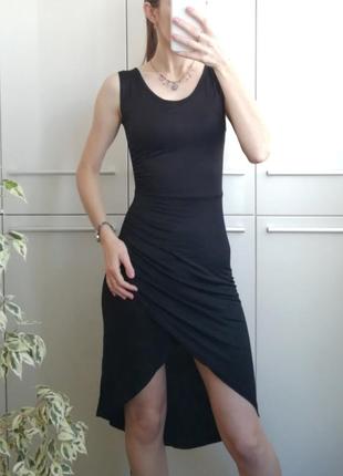 Черное сексуальное трикотажное платье 🌺