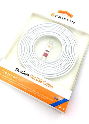 Дата кабель GRIFFIN Premium flat iPhone 5 3M