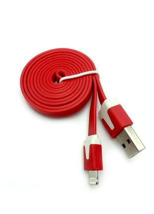 Дата кабель FLAT iPhone 5 1m Red