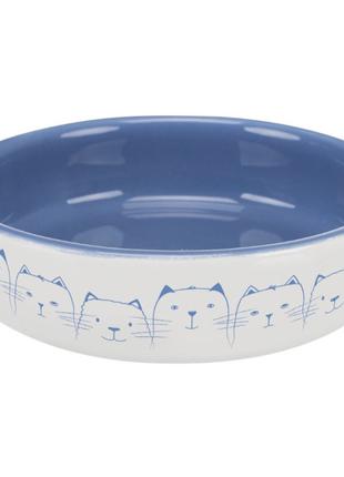 Trixie Ceramic Bowl миска бело-голубая для кошек коротконосых ...