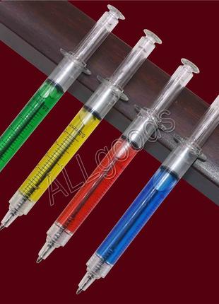 Ручка у вигляді шприца. Набір з 4 ручок різних кольорів
