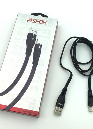 Дата кабель ASPOR A113 Type C 1.2m 2.4A Black
