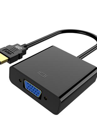 Переходник с звуком HDMI to VGA+3.5 DM CHB021 Plastic 15cm Black