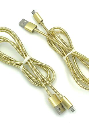USB кабель / Дата кабель M-005 круглый Metal Micro USB 1.0m Go...