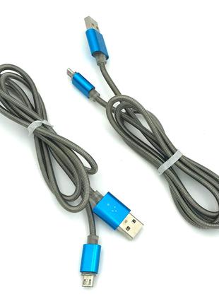 USB кабель / Дата кабель M-017 круглый Metal Micro USB 1.0m Bl...