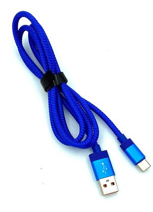 USB кабель / Дата кабель TC-018 плетенный круглый Type C 1.0m ...