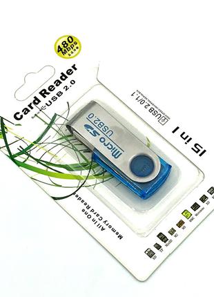 Картридер CR-002 USB to Micro SD Blue