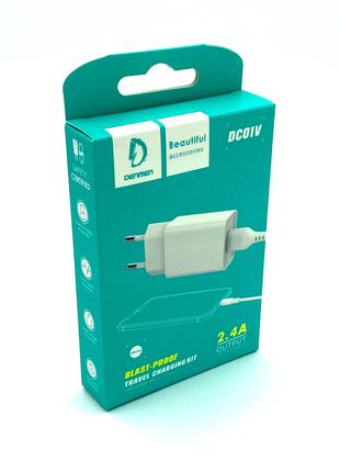 Адаптер питания / Сетевое ЗУ DENMEN DC01V + кабель Micro USB (...