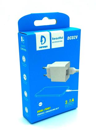 Адаптер питания / Сетевое ЗУ DENMEN DC02V + кабель Micro USB (...