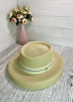 Солнцезащитная соломенная шляпа женская абажур кремовая