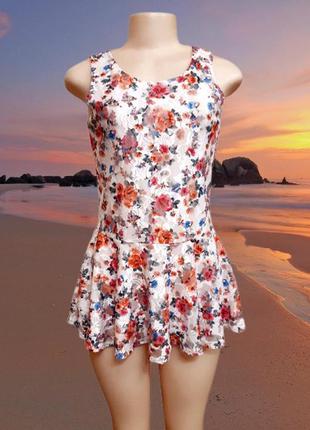 Гипюровая блуза с баской select , цветочный принт, 10 размер