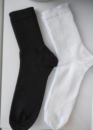 Шкарпетки якісні високі носки білі рубчик рубець