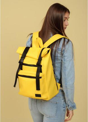 Женский рюкзак желтый ролл топ