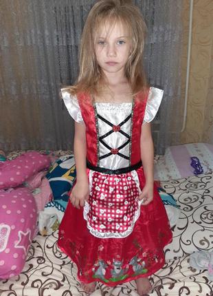 Карнавальное платье красной шапочки 9-10 лет.