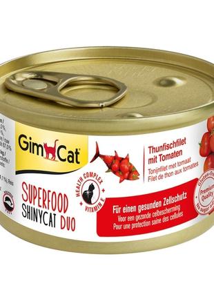 GimCat Superfood ShinyCat Duo консервы для кошек с тунцом и то...