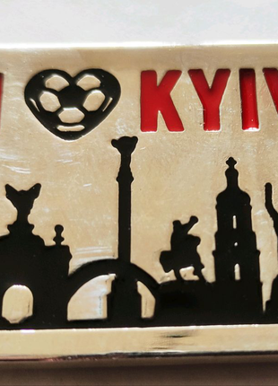 Магнит "I 💜 Kyiv" - Футбольный, "Я люблю Киев", Металлический