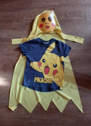 Плащ и футболка покемон пикачу р.3-4 98-104 pokemon pikachu
