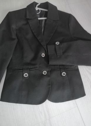 Черный школьный шерстяной пиджак