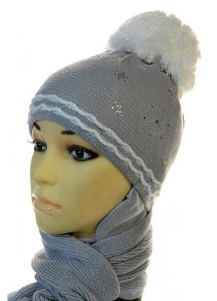 Зимняя шапка с шарфом agbo, для девочки