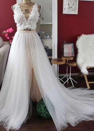 Фатиновая юбка шлейф на платье для невесты