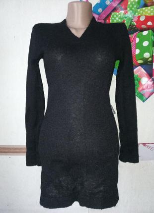Чорний светр,туніка,подовжений пуловер р. s