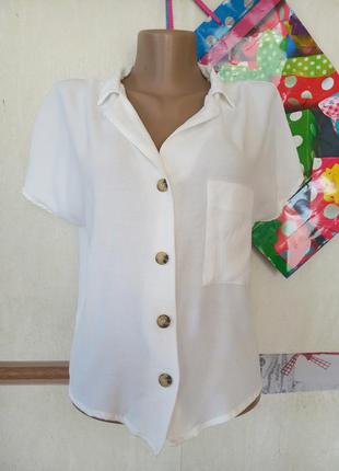 Блуза белая рубашка с коротким рукавом bershka p.s