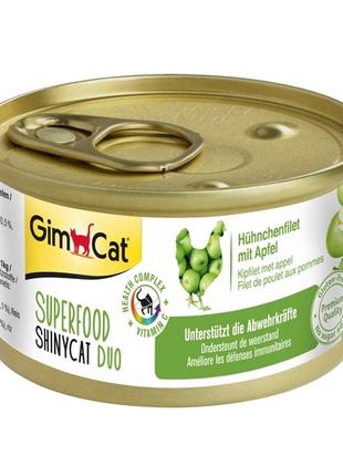 GimCat Superfood ShinyCat Duo консерви для кішок з куркою і яб...
