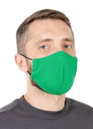 Защитная маска для лица многоразовая зеленая ТМ Природа