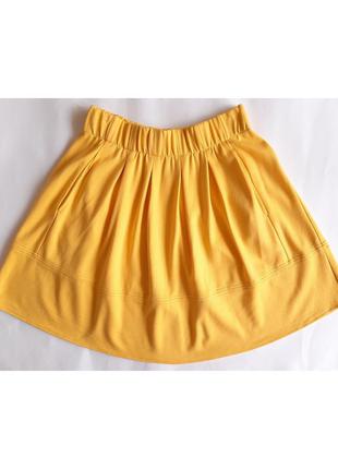 Спідниця, юбка, жовта, сонце, з кишенями, на резинці, трикотаж...